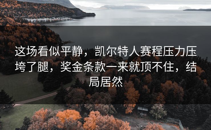这场看似平静，凯尔特人赛程压力压垮了腿，奖金条款一来就顶不住，结局居然  第1张