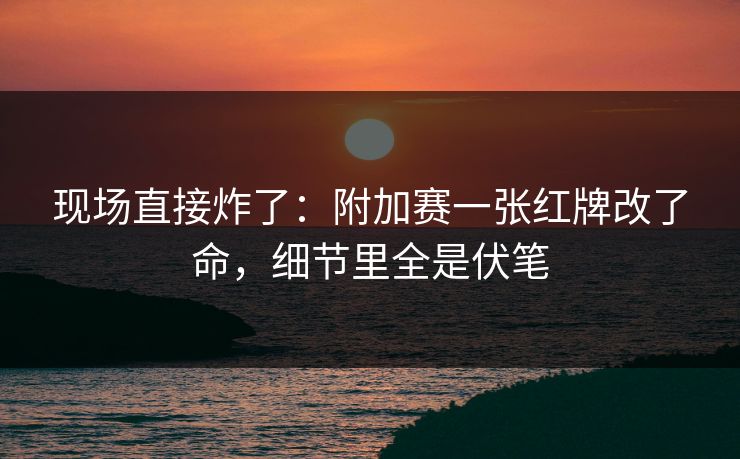 现场直接炸了：附加赛一张红牌改了命，细节里全是伏笔  第1张