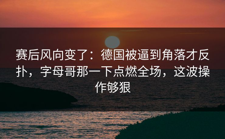 赛后风向变了：德国被逼到角落才反扑，字母哥那一下点燃全场，这波操作够狠  第1张