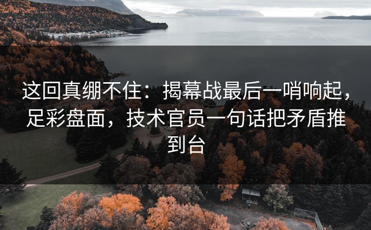 这回真绷不住：揭幕战最后一哨响起，足彩盘面，技术官员一句话把矛盾推到台  第1张