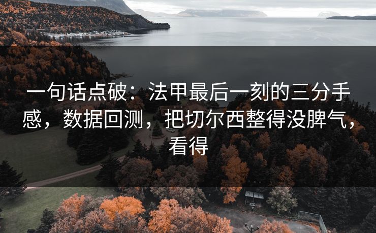 一句话点破：法甲最后一刻的三分手感，数据回测，把切尔西整得没脾气，看得